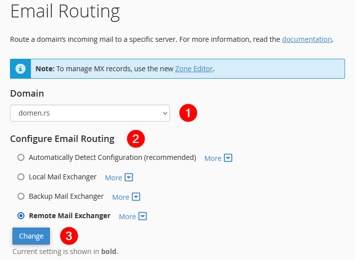 Email Routing config