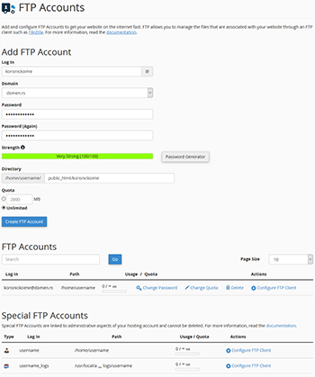 Ftp Accounts